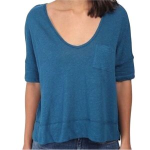 NWT Free People Crescent Moon linen & cotton jersey pullover cut out top size S